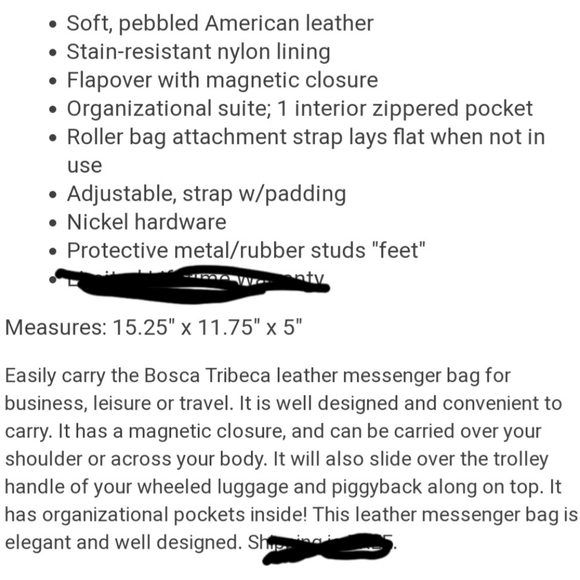 NWOT Bosca messenger bag, black - Picture 3 of 15